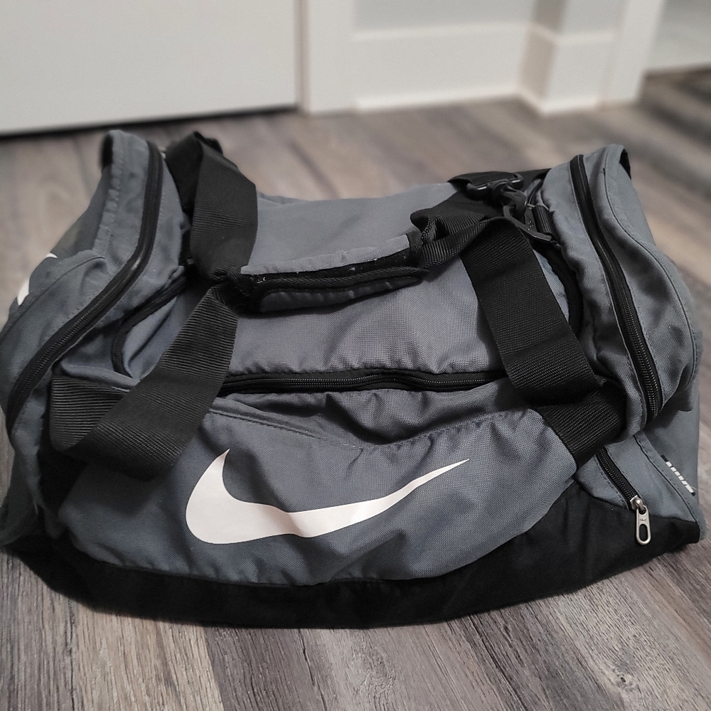 Nike Gray and Black Duffel Bag